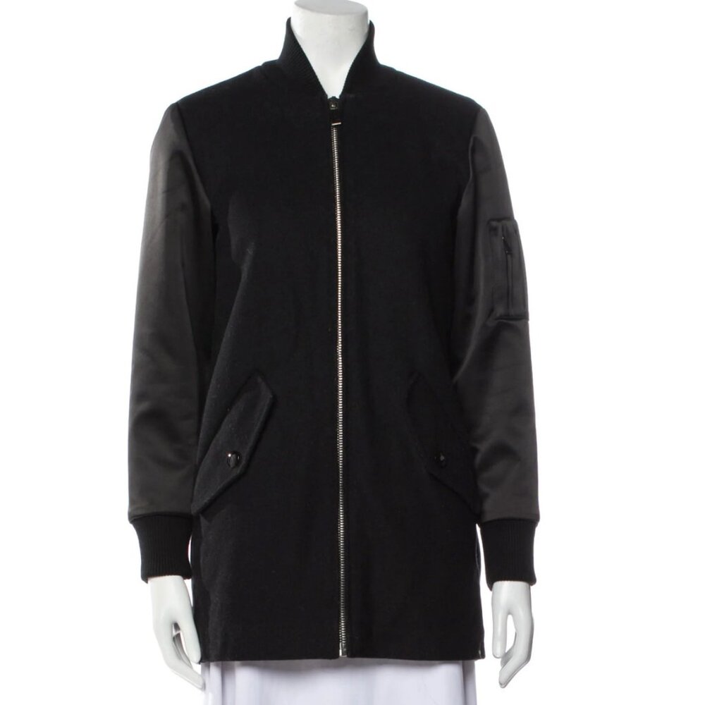MAJE BLACK BOMBER JACKET COAT